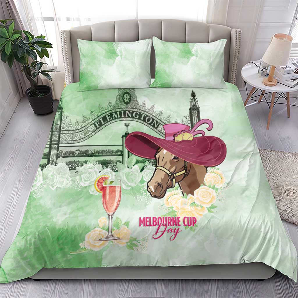 Australia Cup Melbourne Horse Racing Bedding Set Hats Heels & Horseshoes Yellow Roses - Wonder Print Shop