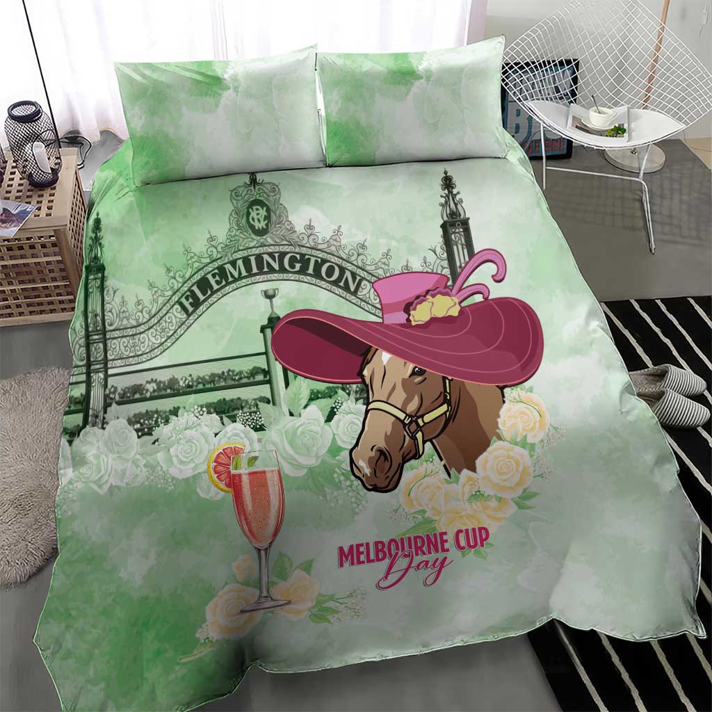 Australia Cup Melbourne Horse Racing Bedding Set Hats Heels & Horseshoes Yellow Roses - Wonder Print Shop