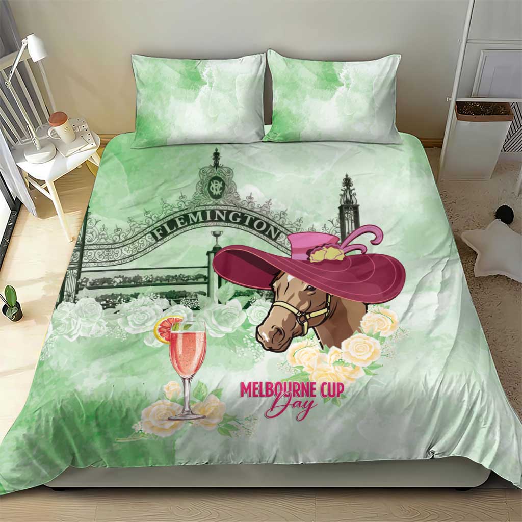 Australia Cup Melbourne Horse Racing Bedding Set Hats Heels & Horseshoes Yellow Roses - Wonder Print Shop