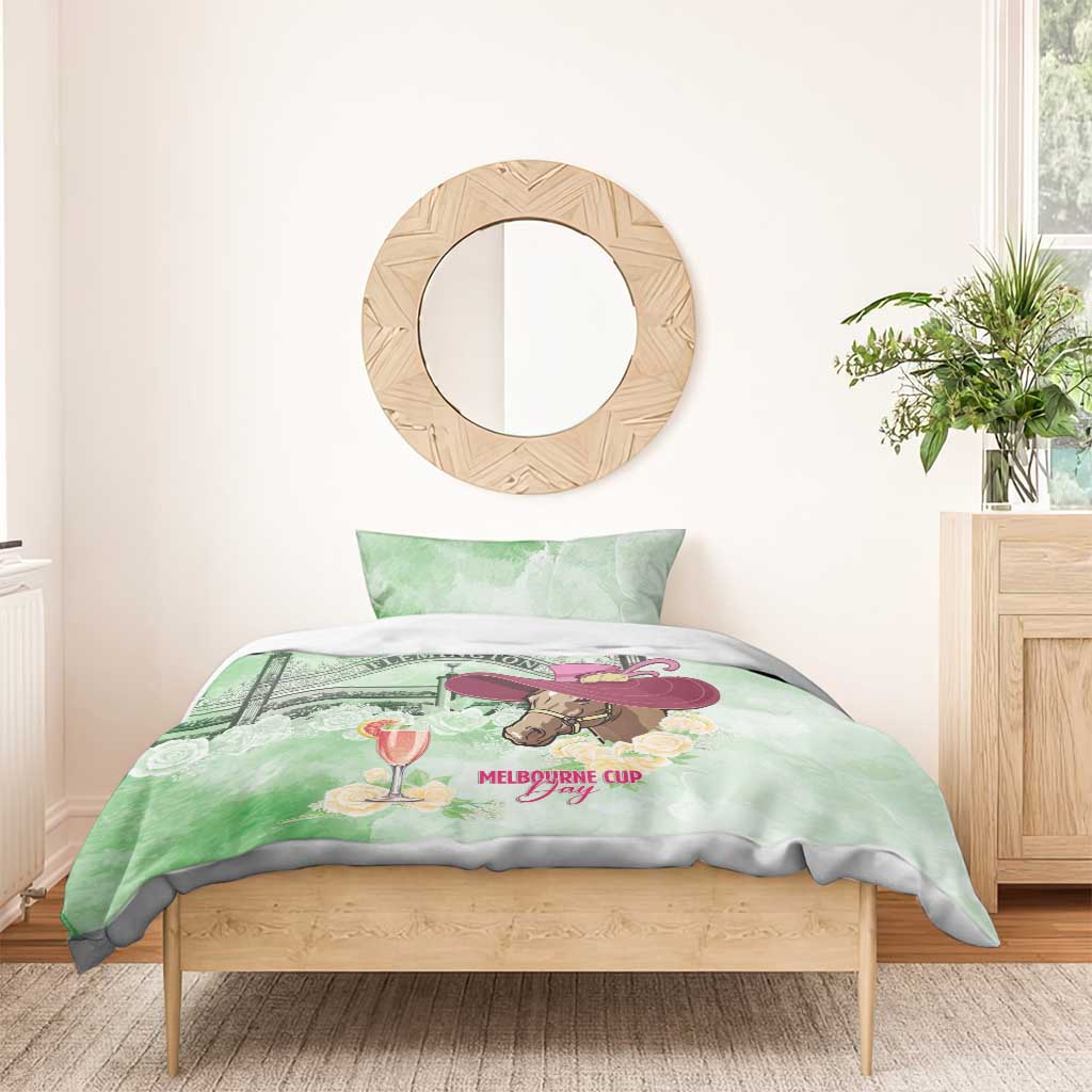 Australia Cup Melbourne Horse Racing Bedding Set Hats Heels & Horseshoes Yellow Roses - Wonder Print Shop