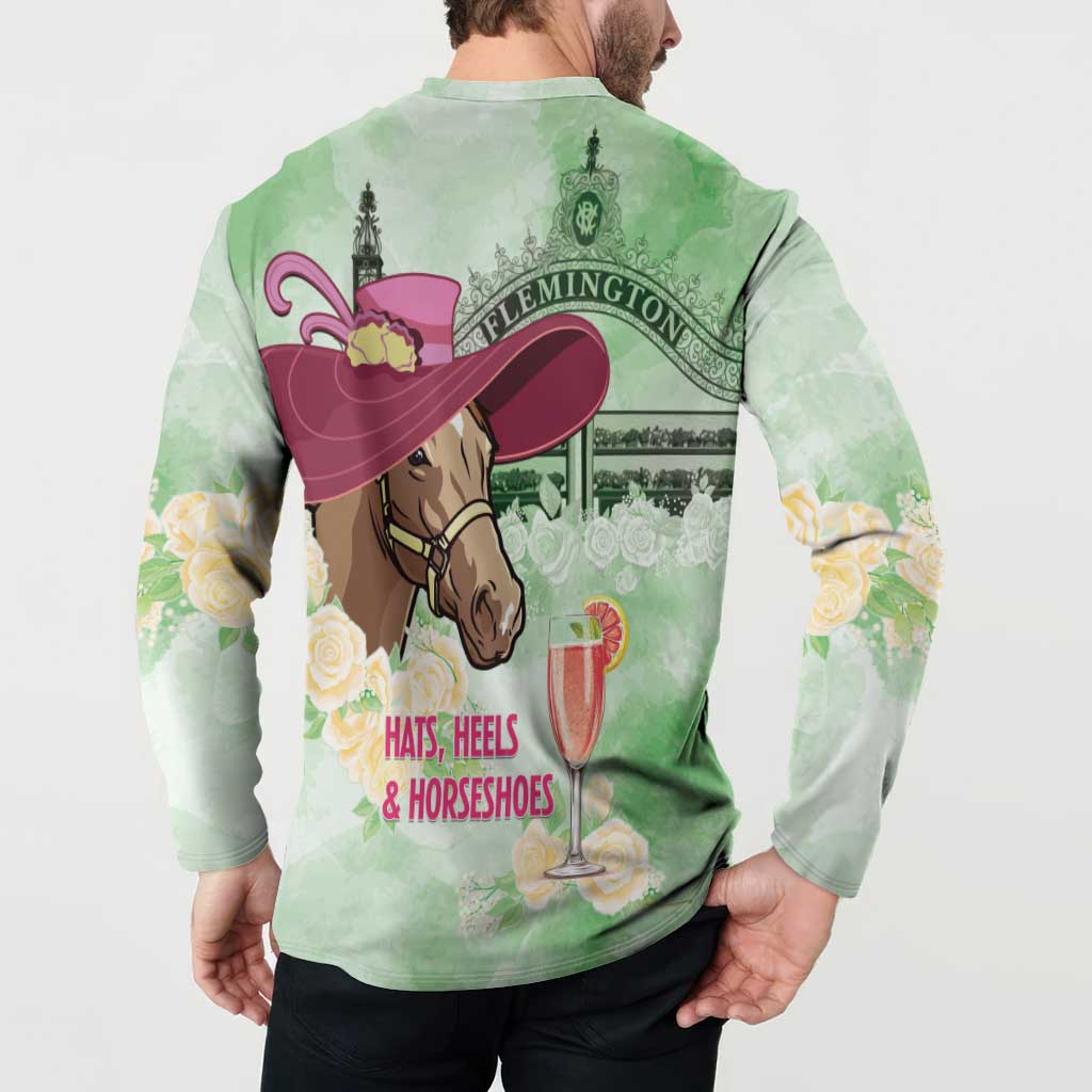Australia Cup Melbourne Horse Racing Button Sweatshirt Hats Heels & Horseshoes Yellow Roses - Wonder Print Shop
