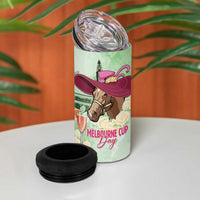 Australia Cup Melbourne Horse Racing 4 in 1 Can Cooler Tumbler Hats Heels & Horseshoes Yellow Roses - Wonder Print Shop