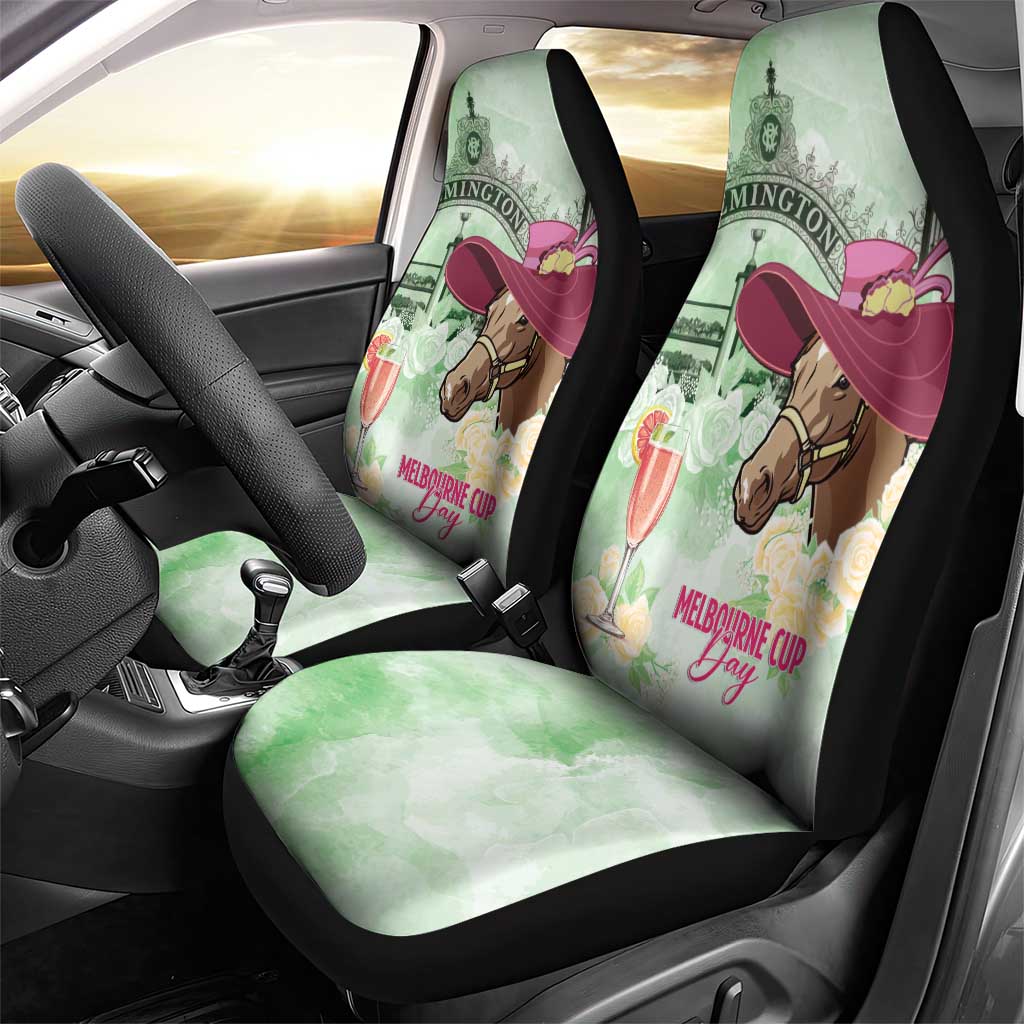 Australia Cup Melbourne Horse Racing Car Seat Cover Hats Heels & Horseshoes Yellow Roses - Wonder Print Shop
