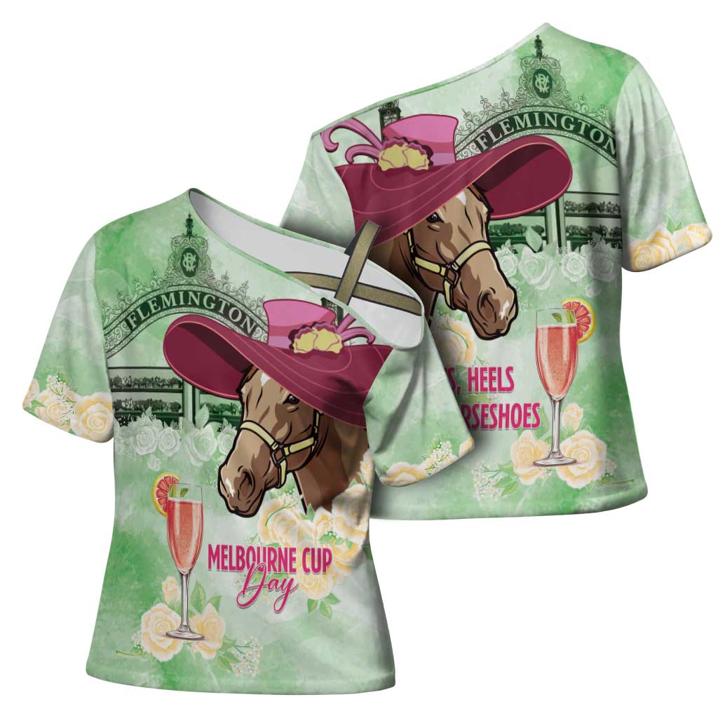 Australia Cup Melbourne Horse Racing Cross Shoulder Shirt Hats Heels & Horseshoes Yellow Roses - Wonder Print Shop