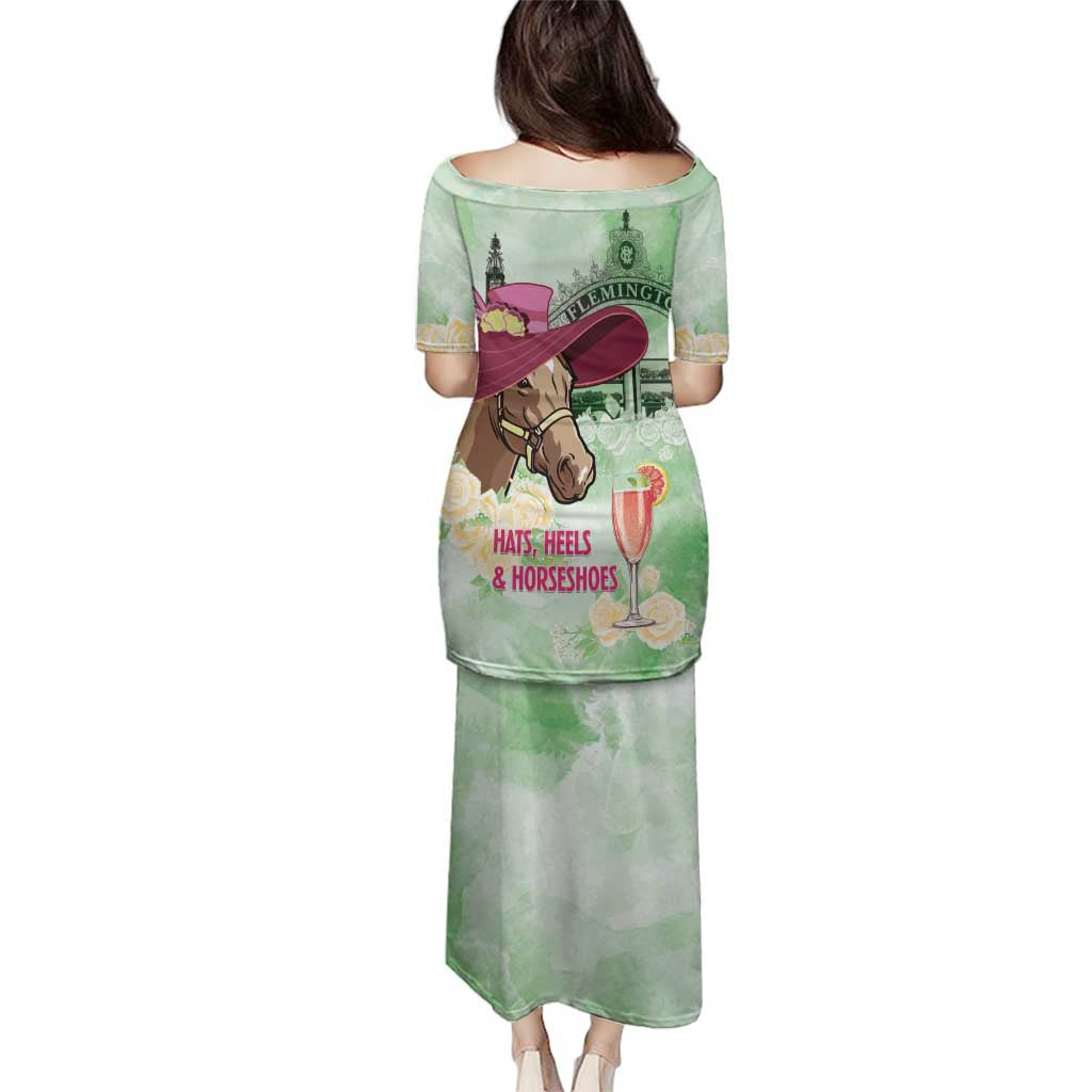 Australia Cup Melbourne Horse Racing Family Matching Puletasi and Hawaiian Shirt Hats Heels & Horseshoes Yellow Roses - Wonder Print Shop