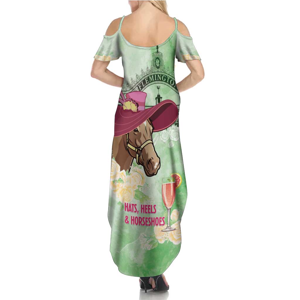 Australia Cup Melbourne Horse Racing Family Matching Summer Maxi Dress and Hawaiian Shirt Hats Heels & Horseshoes Yellow Roses - Wonder Print Shop