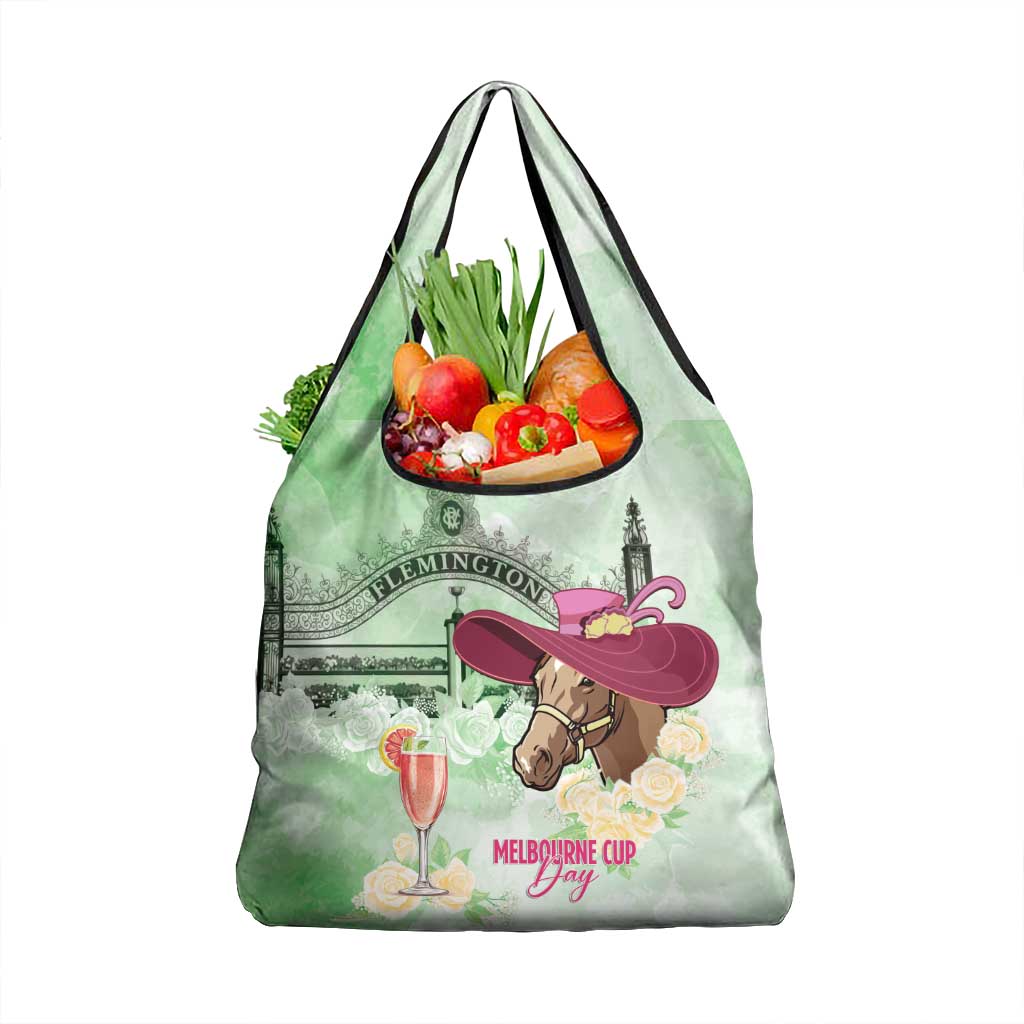 Australia Cup Melbourne Horse Racing Grocery Bag Hats Heels & Horseshoes Yellow Roses - Wonder Print Shop