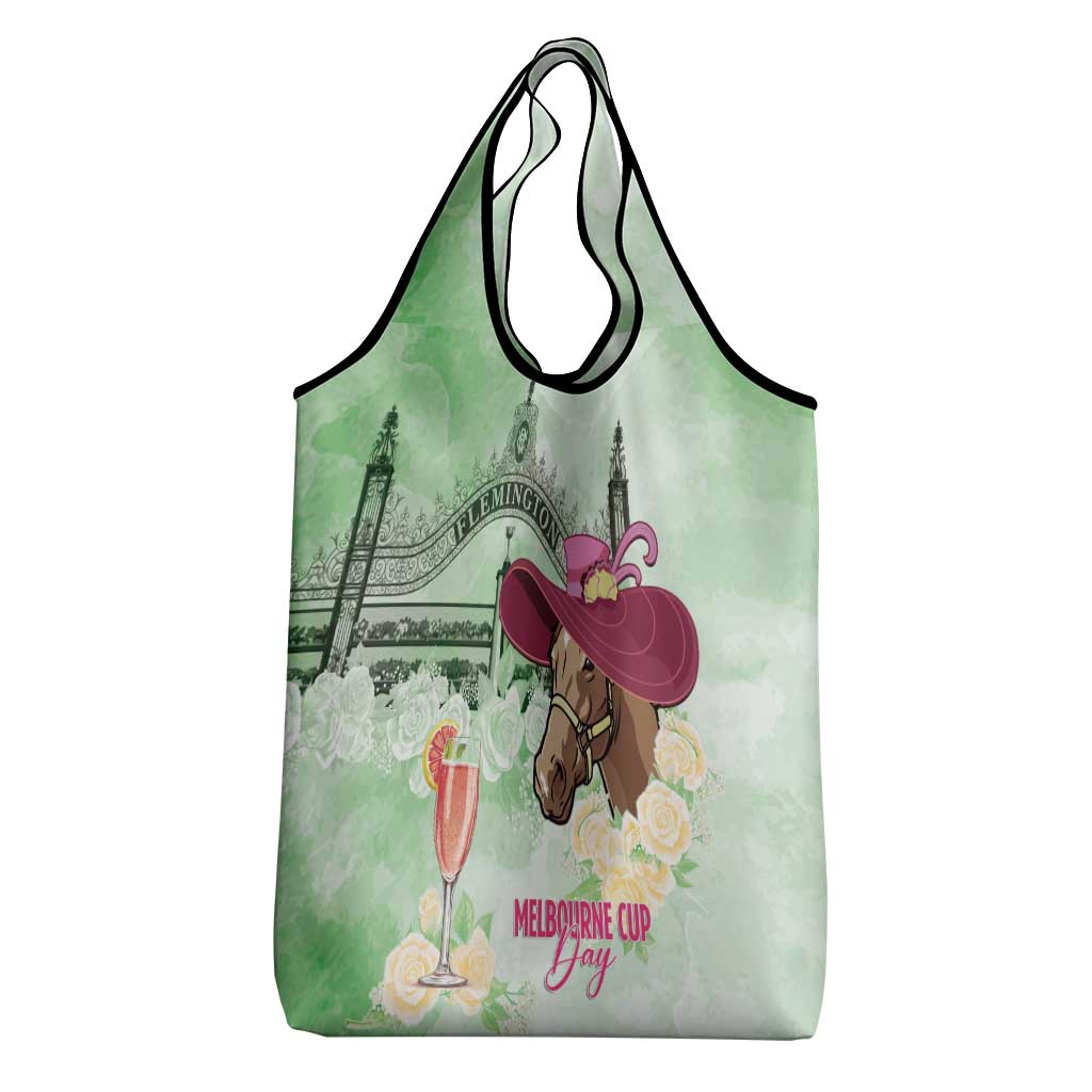 Australia Cup Melbourne Horse Racing Grocery Bag Hats Heels & Horseshoes Yellow Roses - Wonder Print Shop