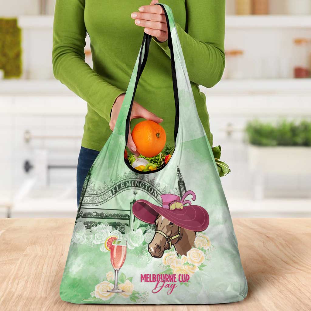 Australia Cup Melbourne Horse Racing Grocery Bag Hats Heels & Horseshoes Yellow Roses - Wonder Print Shop