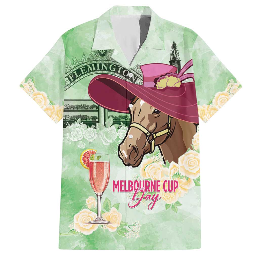 Australia Cup Melbourne Horse Racing Hawaiian Shirt Hats Heels & Horseshoes Yellow Roses - Wonder Print Shop
