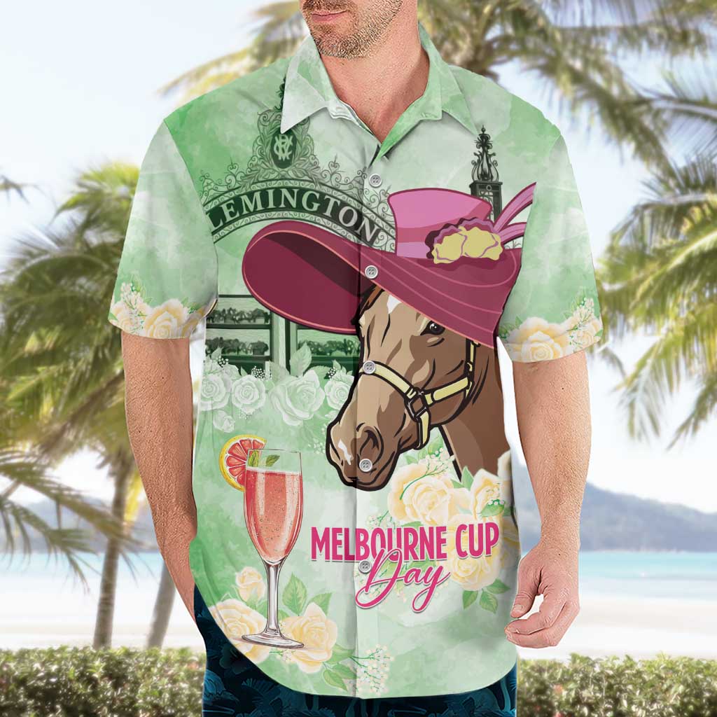 Australia Cup Melbourne Horse Racing Hawaiian Shirt Hats Heels & Horseshoes Yellow Roses - Wonder Print Shop