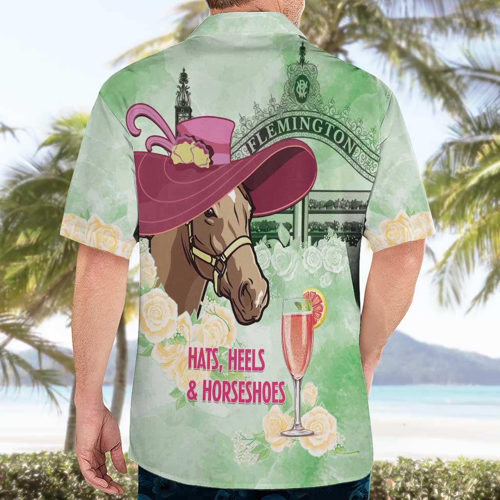 Australia Cup Melbourne Horse Racing Hawaiian Shirt Hats Heels & Horseshoes Yellow Roses - Wonder Print Shop