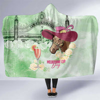 Australia Cup Melbourne Horse Racing Hooded Blanket Hats Heels & Horseshoes Yellow Roses - Wonder Print Shop