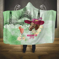Australia Cup Melbourne Horse Racing Hooded Blanket Hats Heels & Horseshoes Yellow Roses - Wonder Print Shop