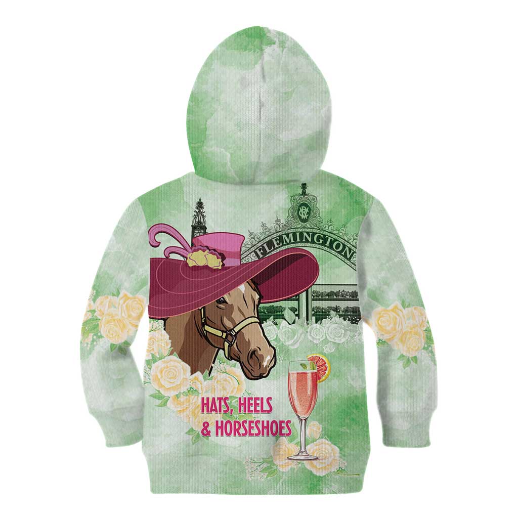 Australia Cup Melbourne Horse Racing Kid Hoodie Hats Heels & Horseshoes Yellow Roses - Wonder Print Shop