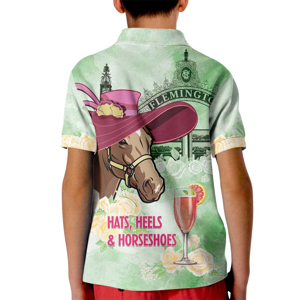 Australia Cup Melbourne Horse Racing Kid Polo Shirt Hats Heels & Horseshoes Yellow Roses - Wonder Print Shop