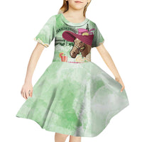 Australia Cup Melbourne Horse Racing Kid Short Sleeve Dress Hats Heels & Horseshoes Yellow Roses - Wonder Print Shop