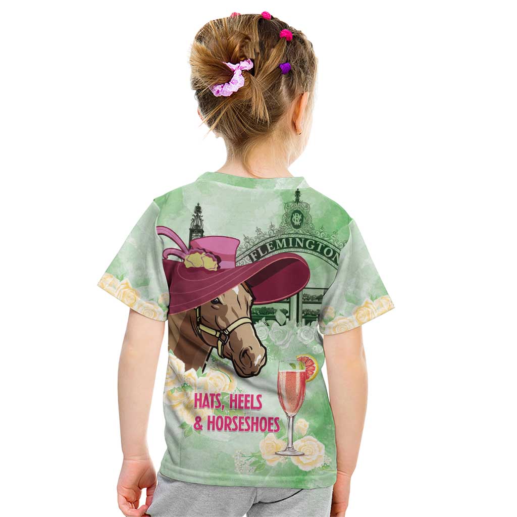Australia Cup Melbourne Horse Racing Kid T Shirt Hats Heels & Horseshoes Yellow Roses - Wonder Print Shop