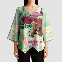 Australia Cup Melbourne Horse Racing Kimono Sleeve Blouse Hats Heels & Horseshoes Yellow Roses - Wonder Print Shop