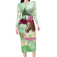 Australia Cup Melbourne Horse Racing Long Sleeve Bodycon Dress Hats Heels & Horseshoes Yellow Roses - Wonder Print Shop