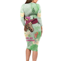 Australia Cup Melbourne Horse Racing Long Sleeve Bodycon Dress Hats Heels & Horseshoes Yellow Roses - Wonder Print Shop