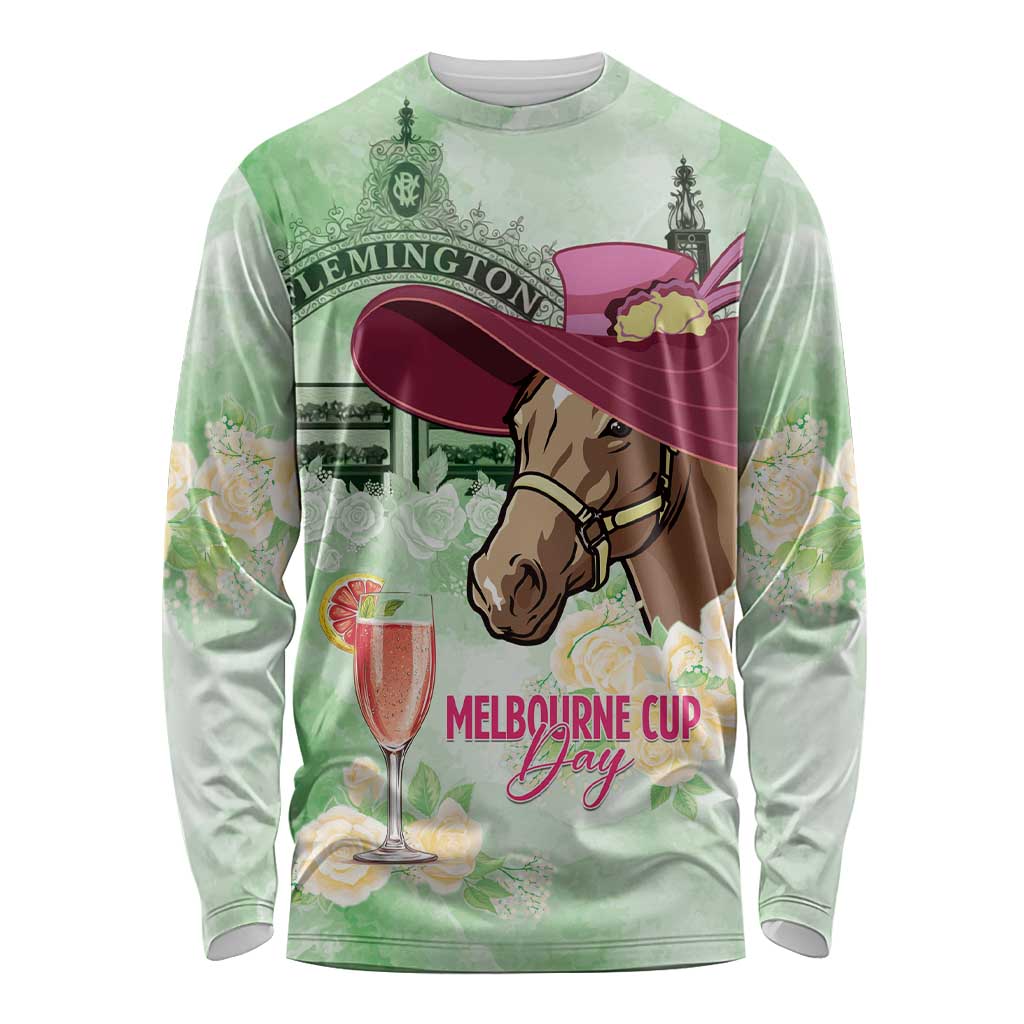 Australia Cup Melbourne Horse Racing Long Sleeve Shirt Hats Heels & Horseshoes Yellow Roses - Wonder Print Shop