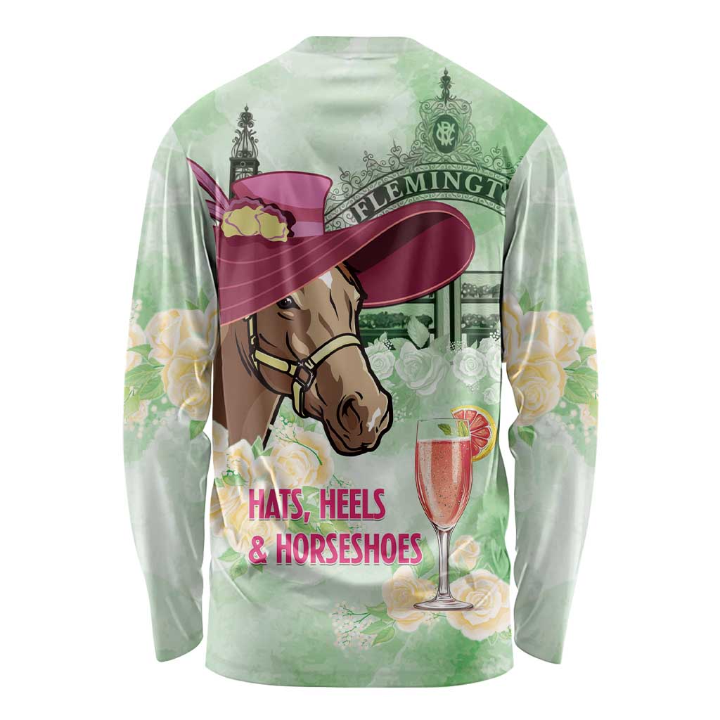 Australia Cup Melbourne Horse Racing Long Sleeve Shirt Hats Heels & Horseshoes Yellow Roses - Wonder Print Shop
