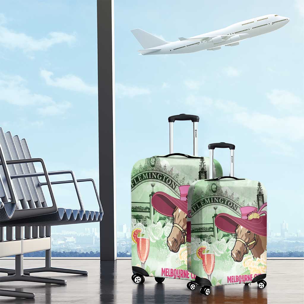 Australia Cup Melbourne Horse Racing Luggage Cover Hats Heels & Horseshoes Yellow Roses - Wonder Print Shop