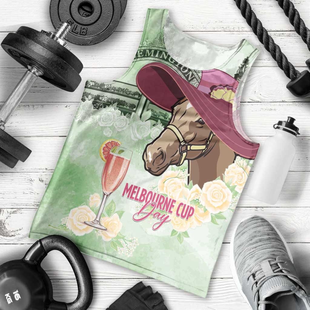 Australia Cup Melbourne Horse Racing Men Tank Top Hats Heels & Horseshoes Yellow Roses - Wonder Print Shop