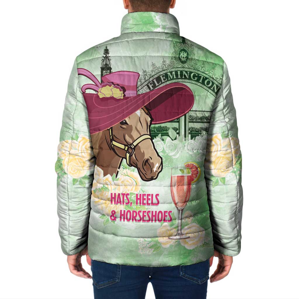 Australia Cup Melbourne Horse Racing Padded Jacket Hats Heels & Horseshoes Yellow Roses - Wonder Print Shop