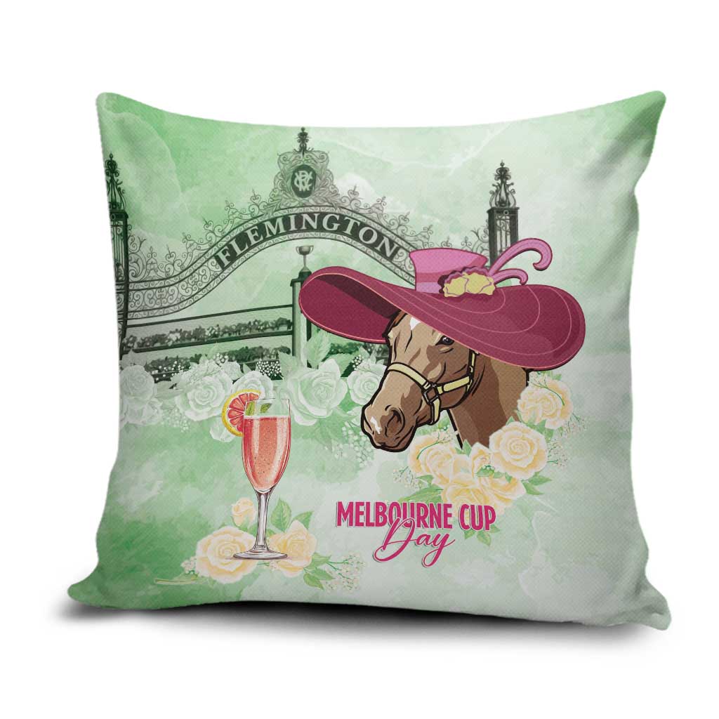 Australia Cup Melbourne Horse Racing Pillow Cover Hats Heels & Horseshoes Yellow Roses - Wonder Print Shop