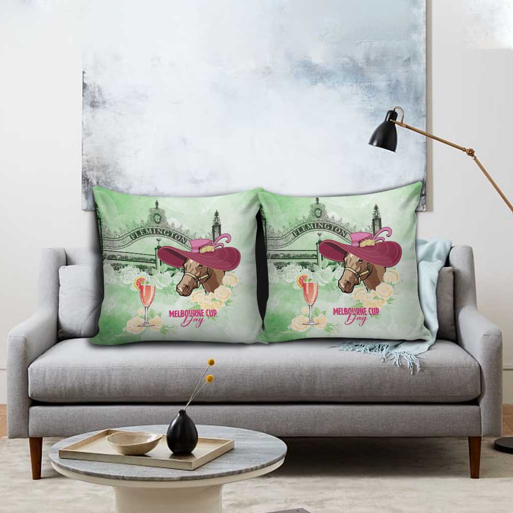 Australia Cup Melbourne Horse Racing Pillow Cover Hats Heels & Horseshoes Yellow Roses - Wonder Print Shop