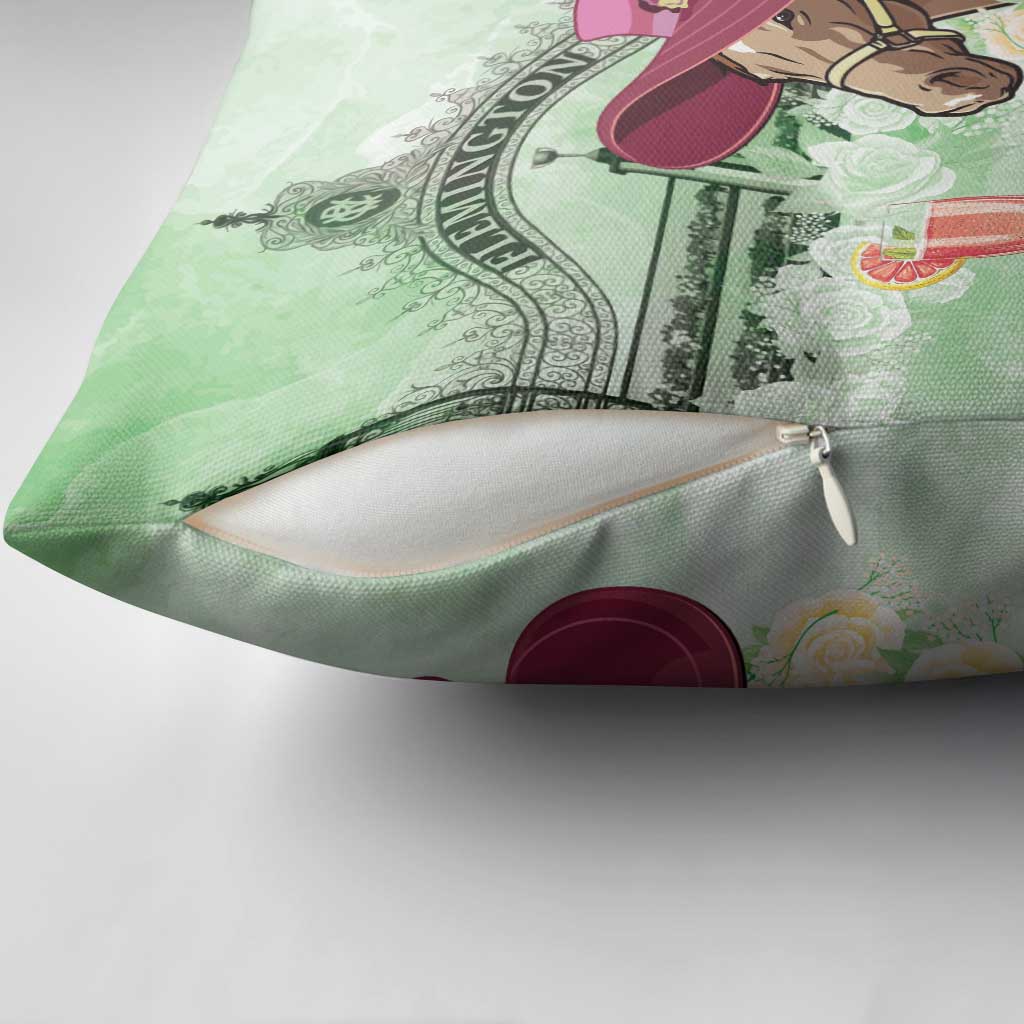 Australia Cup Melbourne Horse Racing Pillow Cover Hats Heels & Horseshoes Yellow Roses - Wonder Print Shop