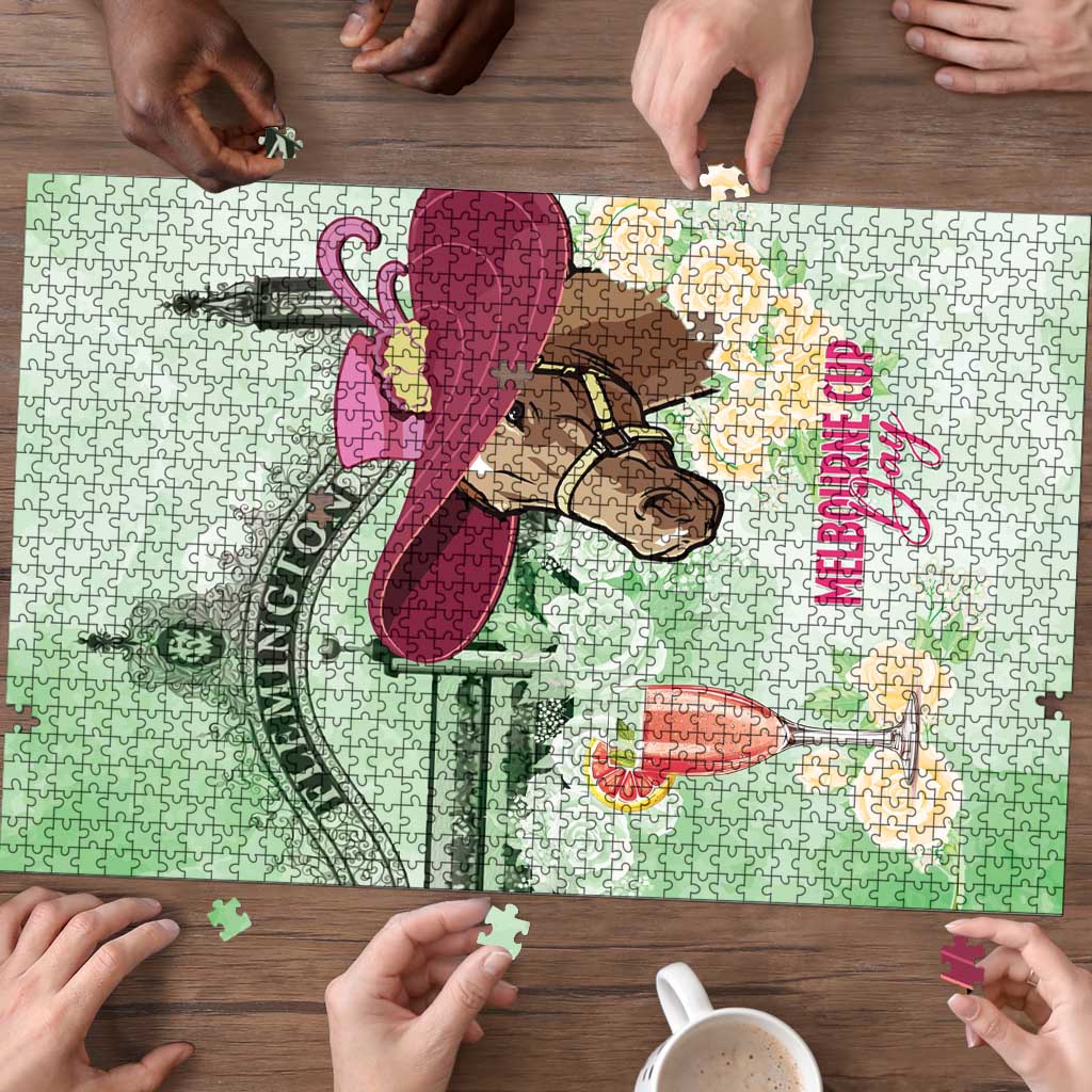 Australia Cup Melbourne Horse Racing Puzzle Hats Heels & Horseshoes Yellow Roses - Wonder Print Shop