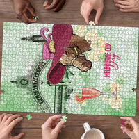 Australia Cup Melbourne Horse Racing Puzzle Hats Heels & Horseshoes Yellow Roses - Wonder Print Shop