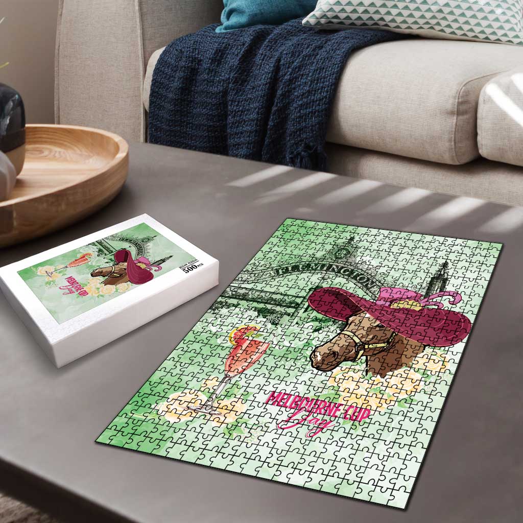 Australia Cup Melbourne Horse Racing Puzzle Hats Heels & Horseshoes Yellow Roses - Wonder Print Shop