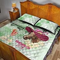 Australia Cup Melbourne Horse Racing Quilt Bed Set Hats Heels & Horseshoes Yellow Roses - Wonder Print Shop
