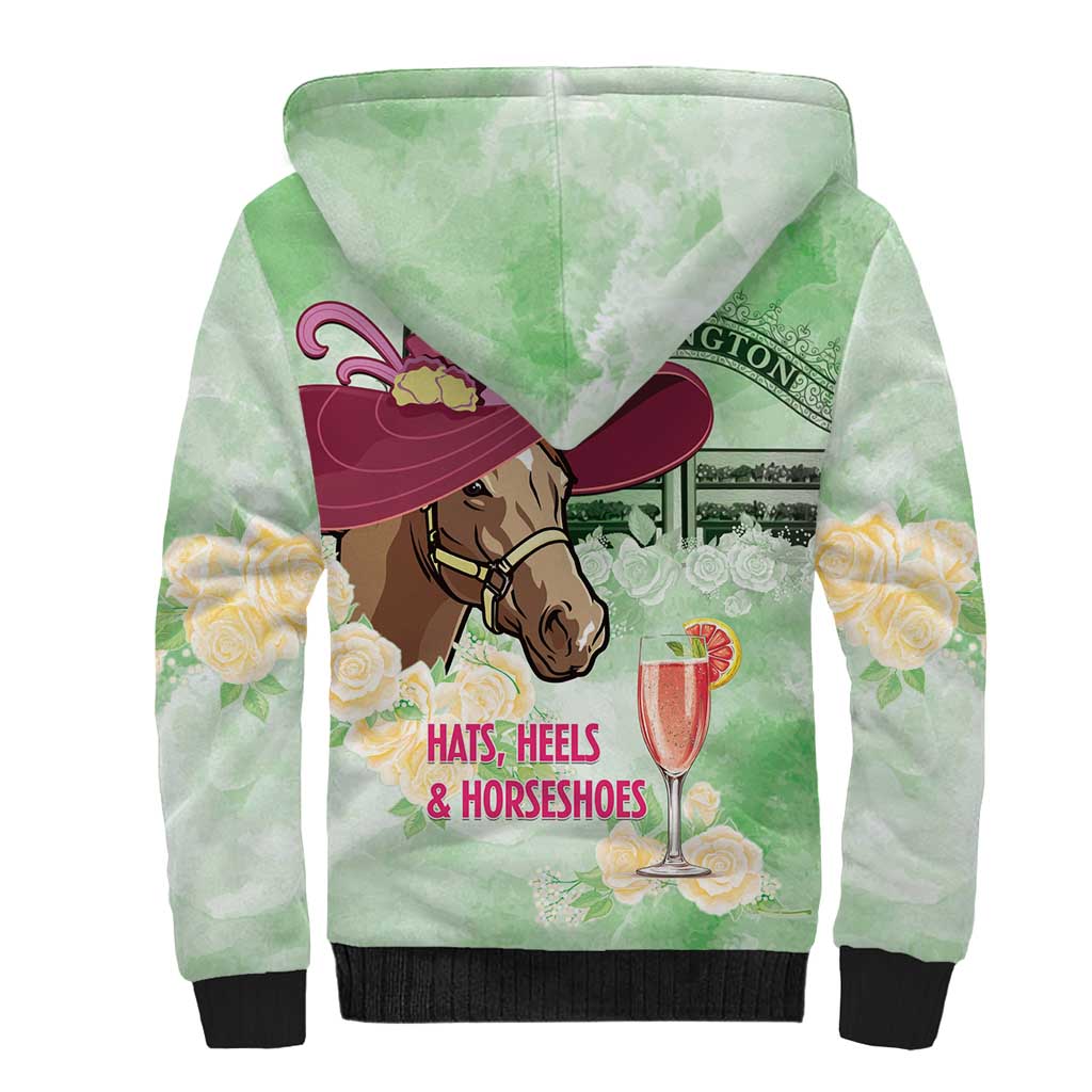 Australia Cup Melbourne Horse Racing Sherpa Hoodie Hats Heels & Horseshoes Yellow Roses - Wonder Print Shop