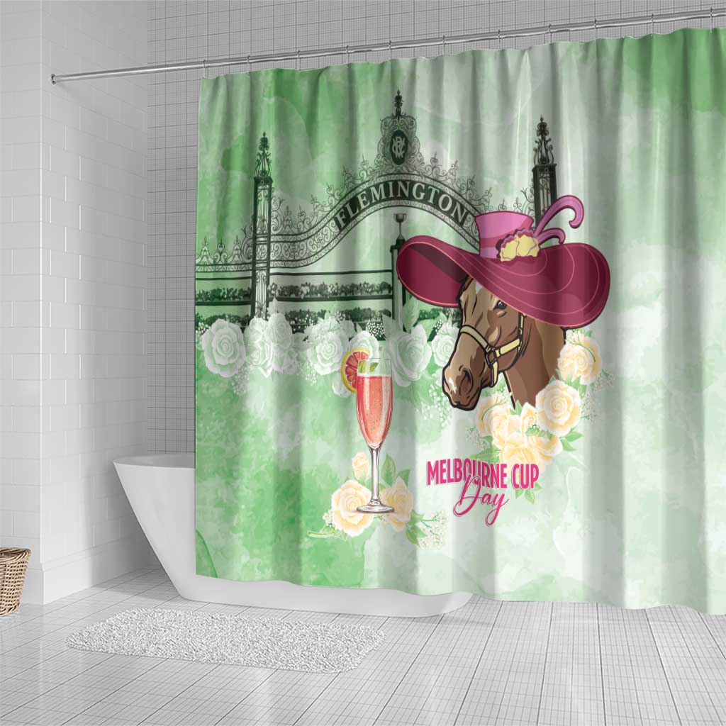 Australia Cup Melbourne Horse Racing Shower Curtain Hats Heels & Horseshoes Yellow Roses - Wonder Print Shop