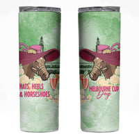 Australia Cup Melbourne Horse Racing Skinny Tumbler Hats Heels & Horseshoes Yellow Roses - Wonder Print Shop