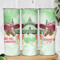 Australia Cup Melbourne Horse Racing Skinny Tumbler Hats Heels & Horseshoes Yellow Roses - Wonder Print Shop