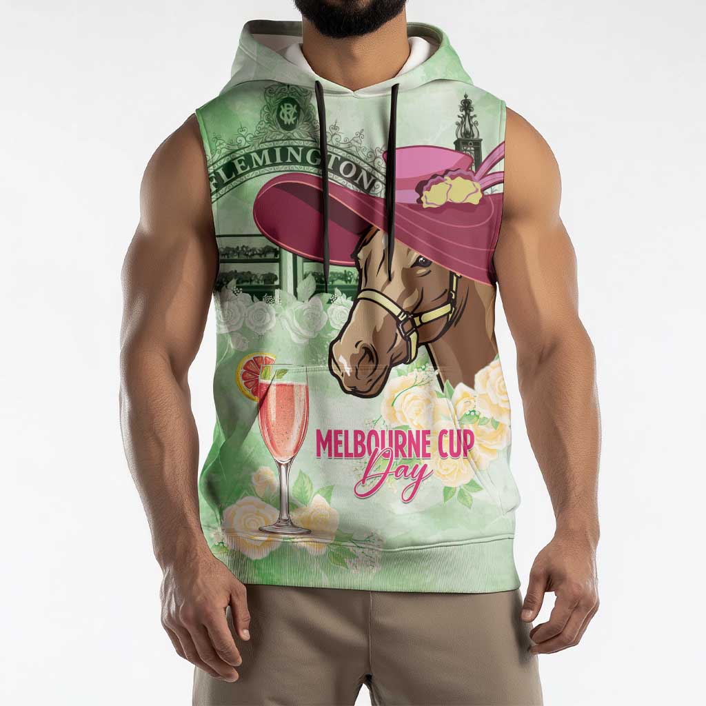 Australia Cup Melbourne Horse Racing Sleeveless Hoodie Hats Heels & Horseshoes Yellow Roses - Wonder Print Shop