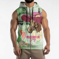 Australia Cup Melbourne Horse Racing Sleeveless Zip Hoodie Hats Heels & Horseshoes Yellow Roses - Wonder Print Shop