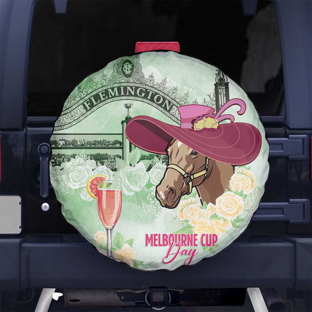 Australia Cup Melbourne Horse Racing Spare Tire Cover Hats Heels & Horseshoes Yellow Roses - Wonder Print Shop