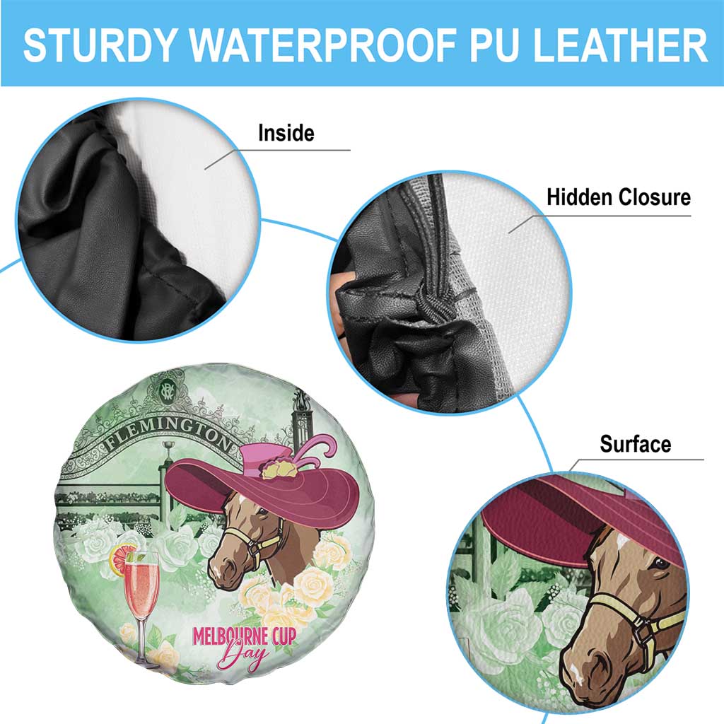 Australia Cup Melbourne Horse Racing Spare Tire Cover Hats Heels & Horseshoes Yellow Roses - Wonder Print Shop