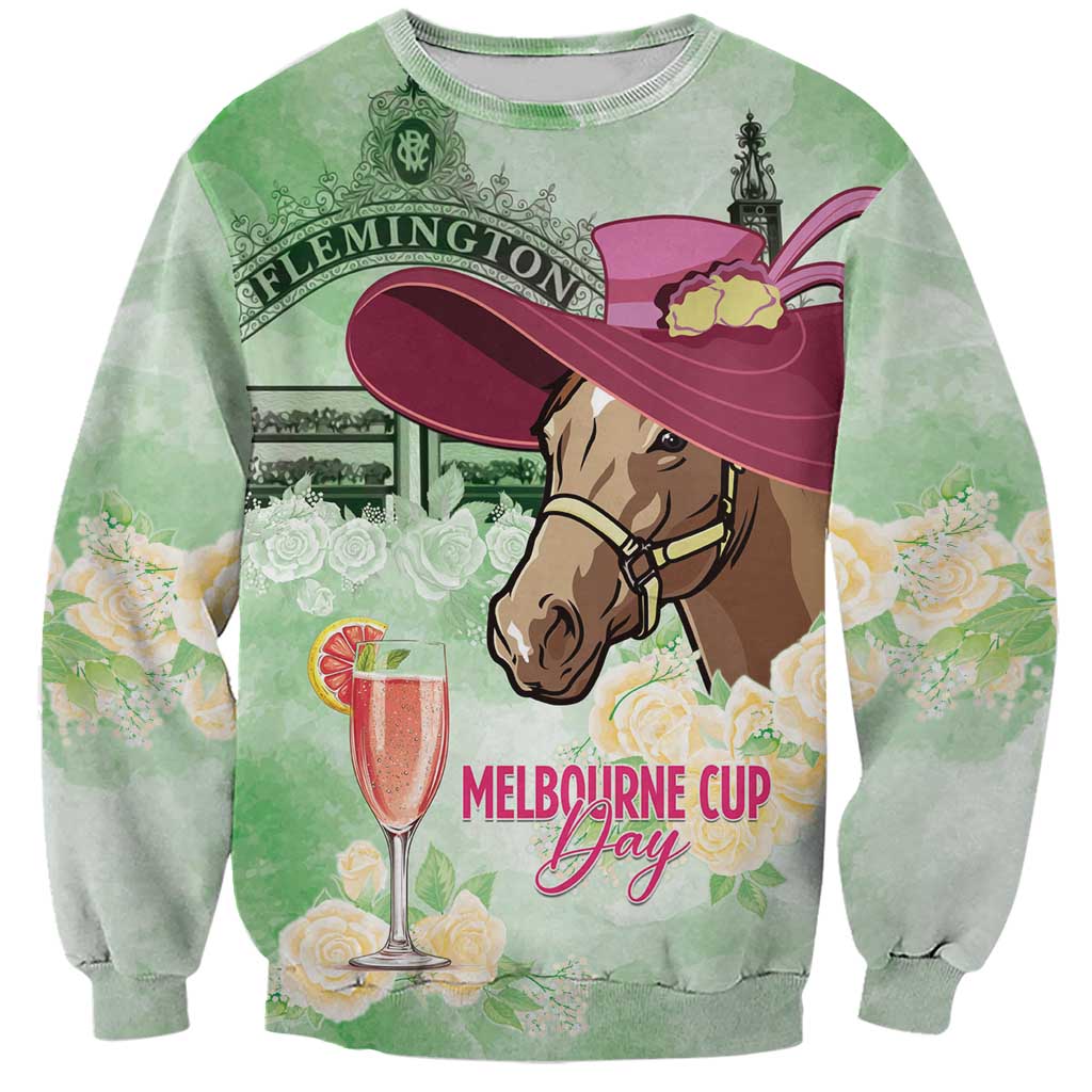 Australia Cup Melbourne Horse Racing Sweatshirt Hats Heels & Horseshoes Yellow Roses - Wonder Print Shop