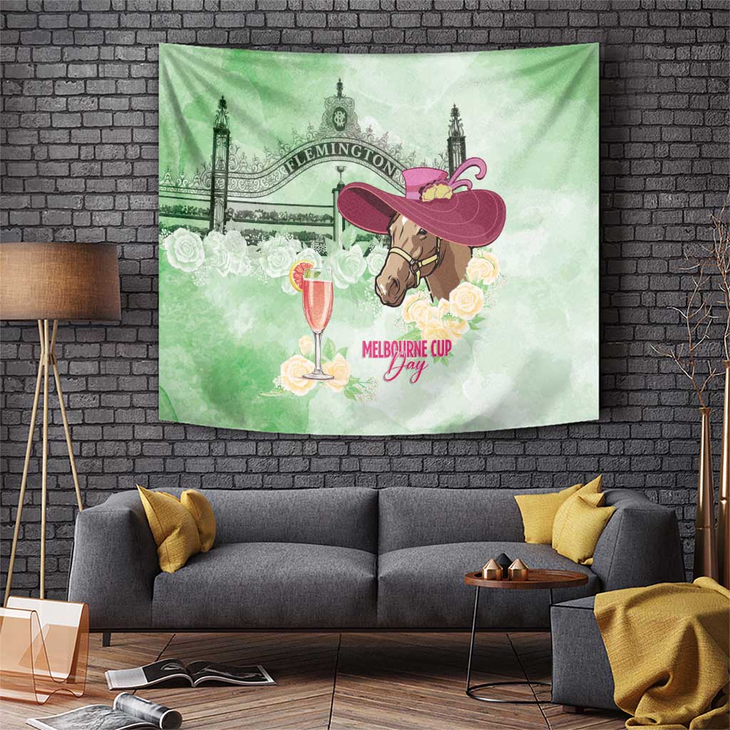 Australia Cup Melbourne Horse Racing Tapestry Hats Heels & Horseshoes Yellow Roses - Wonder Print Shop