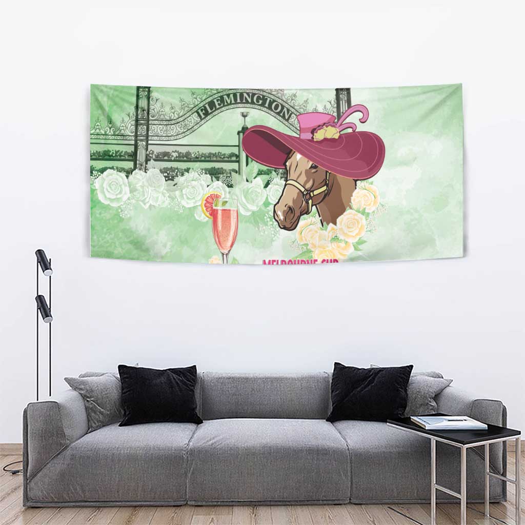 Australia Cup Melbourne Horse Racing Tapestry Hats Heels & Horseshoes Yellow Roses - Wonder Print Shop