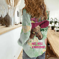 Australia Cup Melbourne Horse Racing Women Casual Shirt Hats Heels & Horseshoes Yellow Roses - Wonder Print Shop