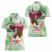 Australia Cup Melbourne Horse Racing Women Polo Shirt Hats Heels & Horseshoes Yellow Roses - Wonder Print Shop